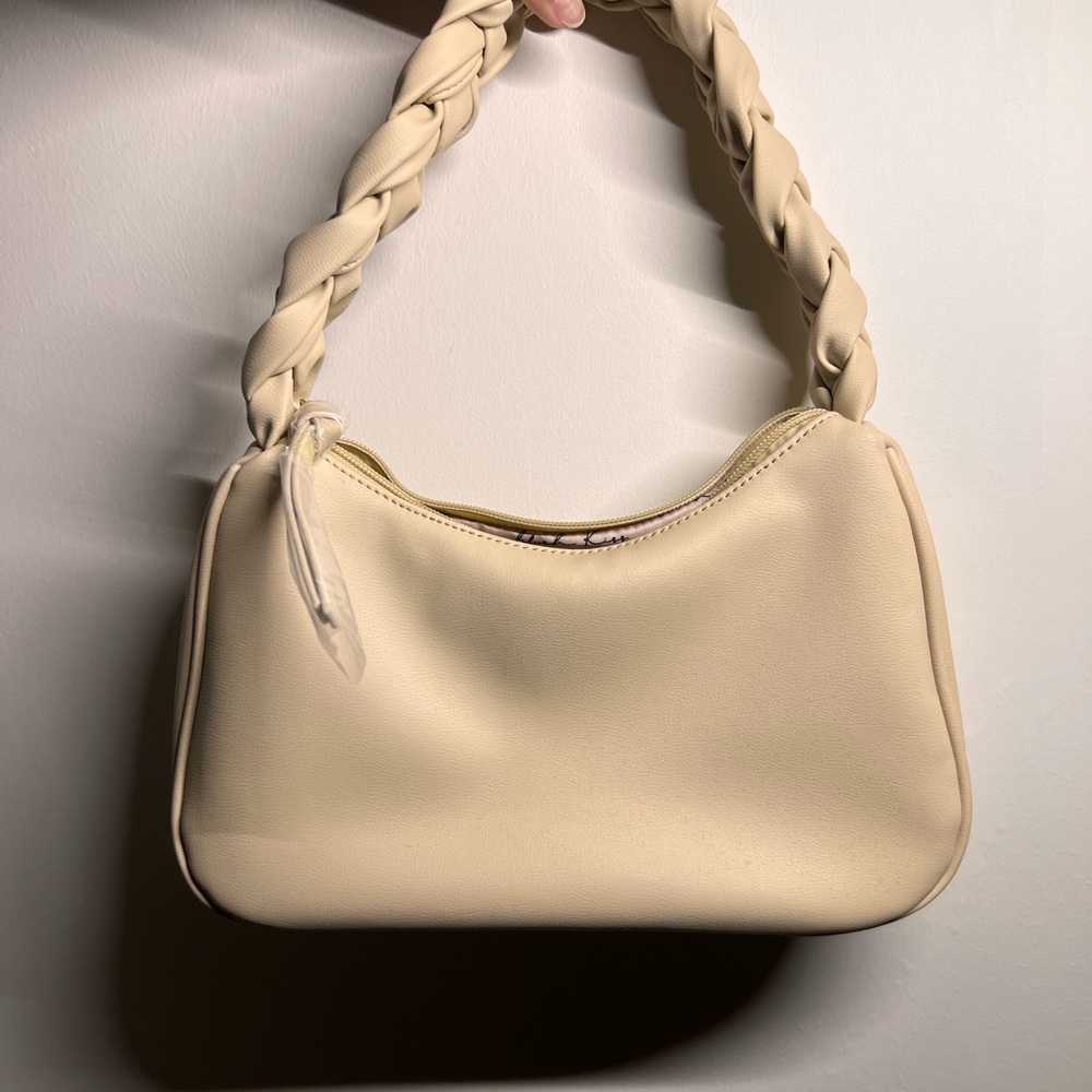 Elegant Cream Braided Handle Women's Bag